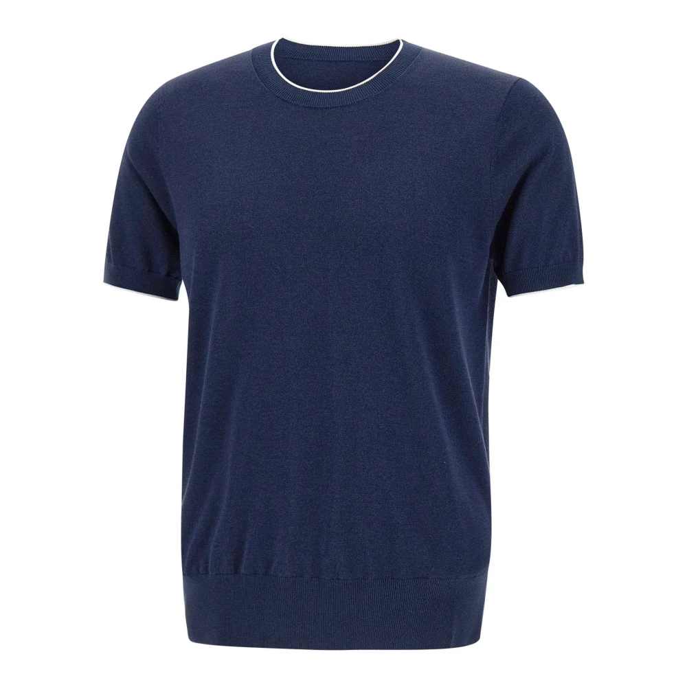 Kangra Men's Blue Ribbed Crew-Neck T-Shirt
