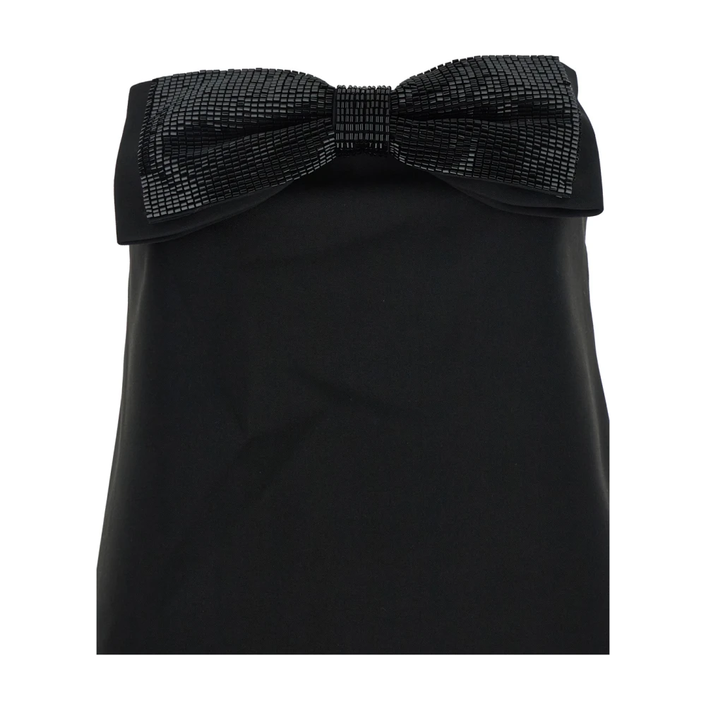 Self Portrait Zwarte Mouwloze Minijurk met Oversized Strik Black Dames