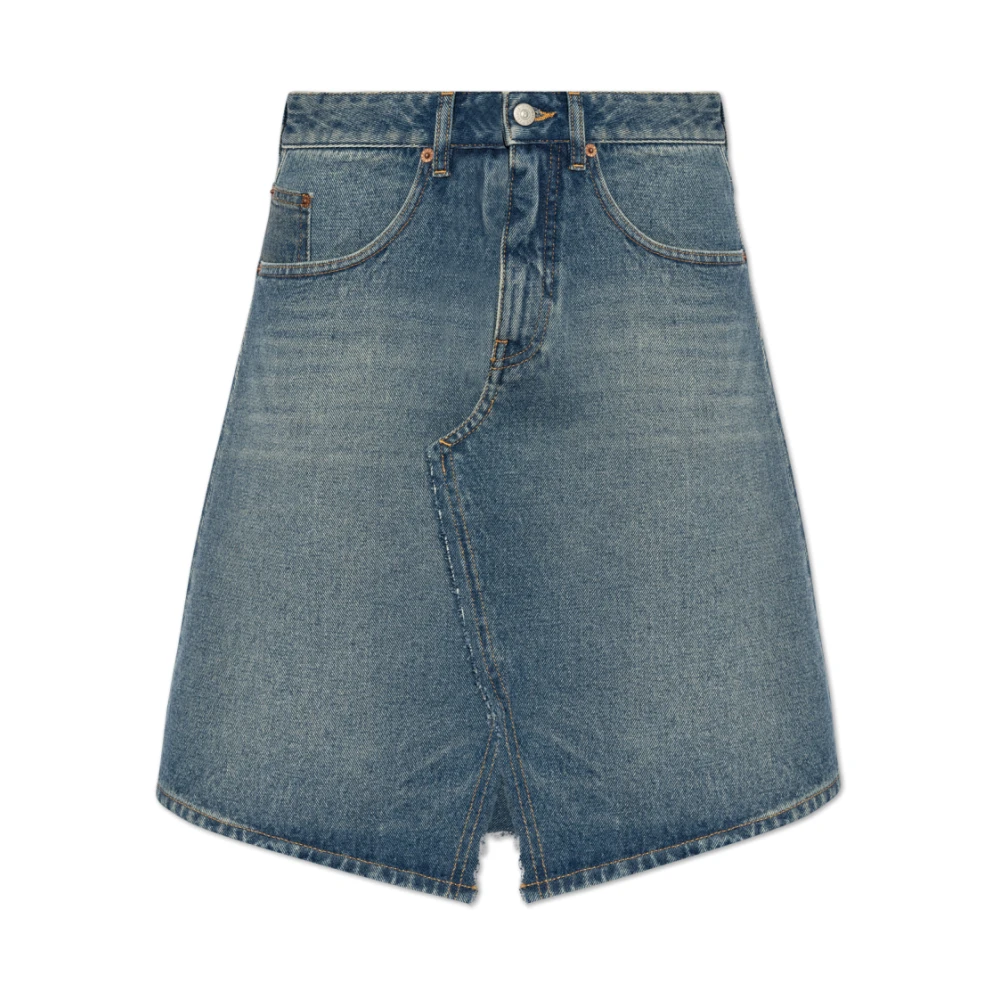 MM6 Maison Margiela Indigo Denim Rok met Splitten Blue Dames