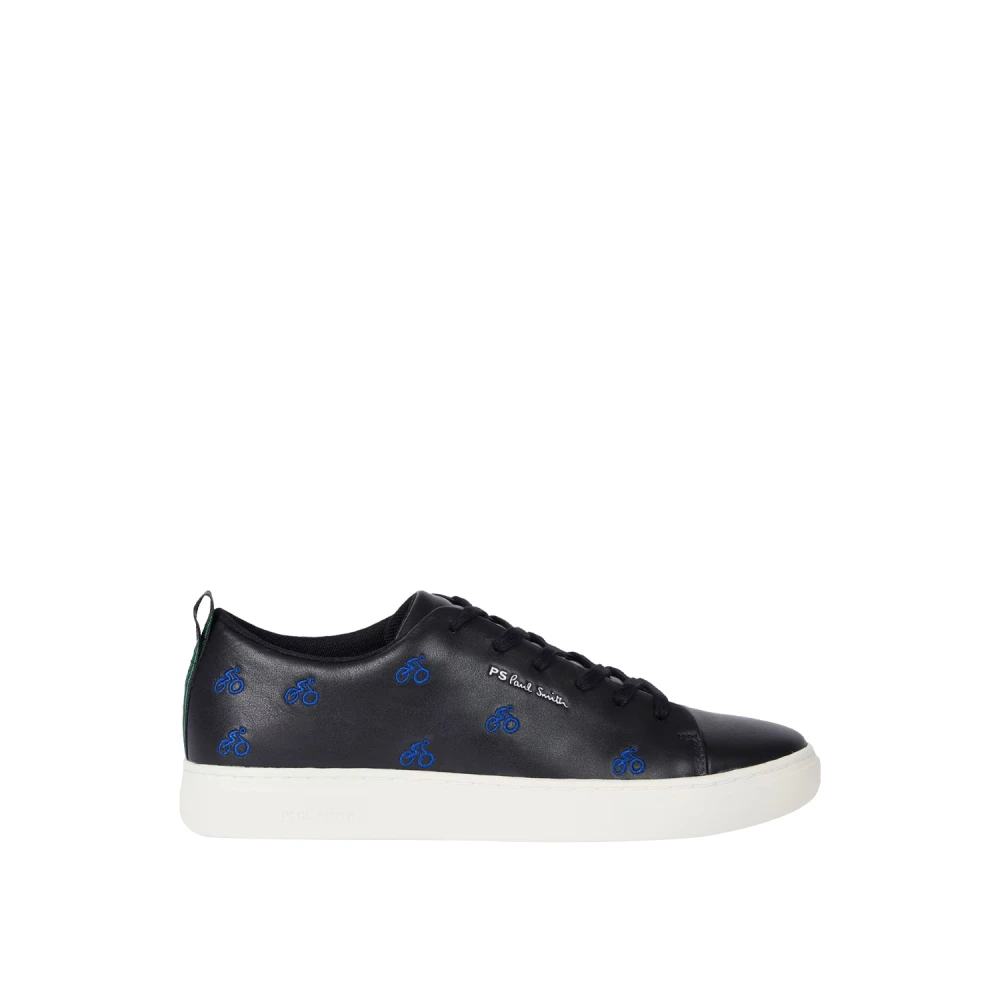 PS By Paul Smith Geborduurde Leren Sneakers voor Fietsers Heren Schoenen Zwart