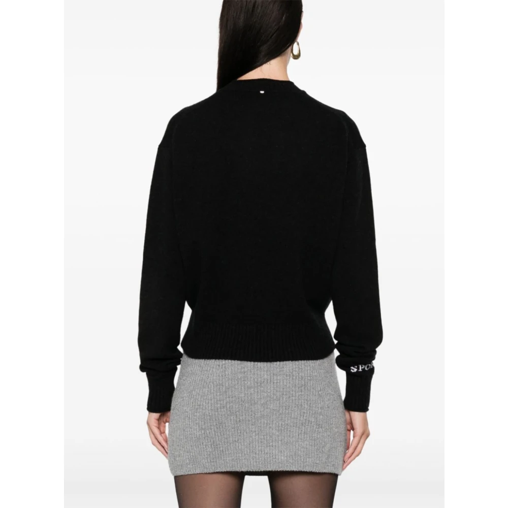 SPORTMAX Zwarte Gebreide Logo Trui Black Dames