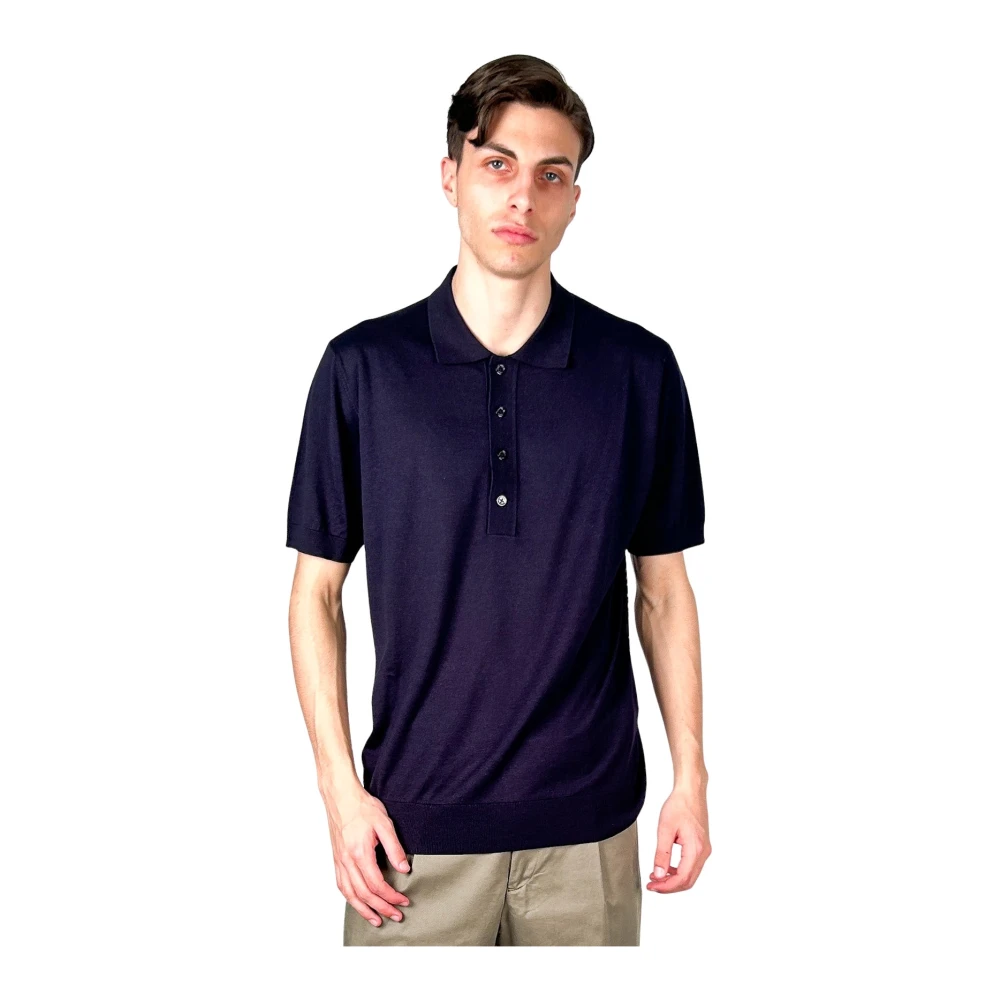 Paolo Pecora Blue Short Sleeve Polo Shirt - Male - Polo Shirts - L - Tops