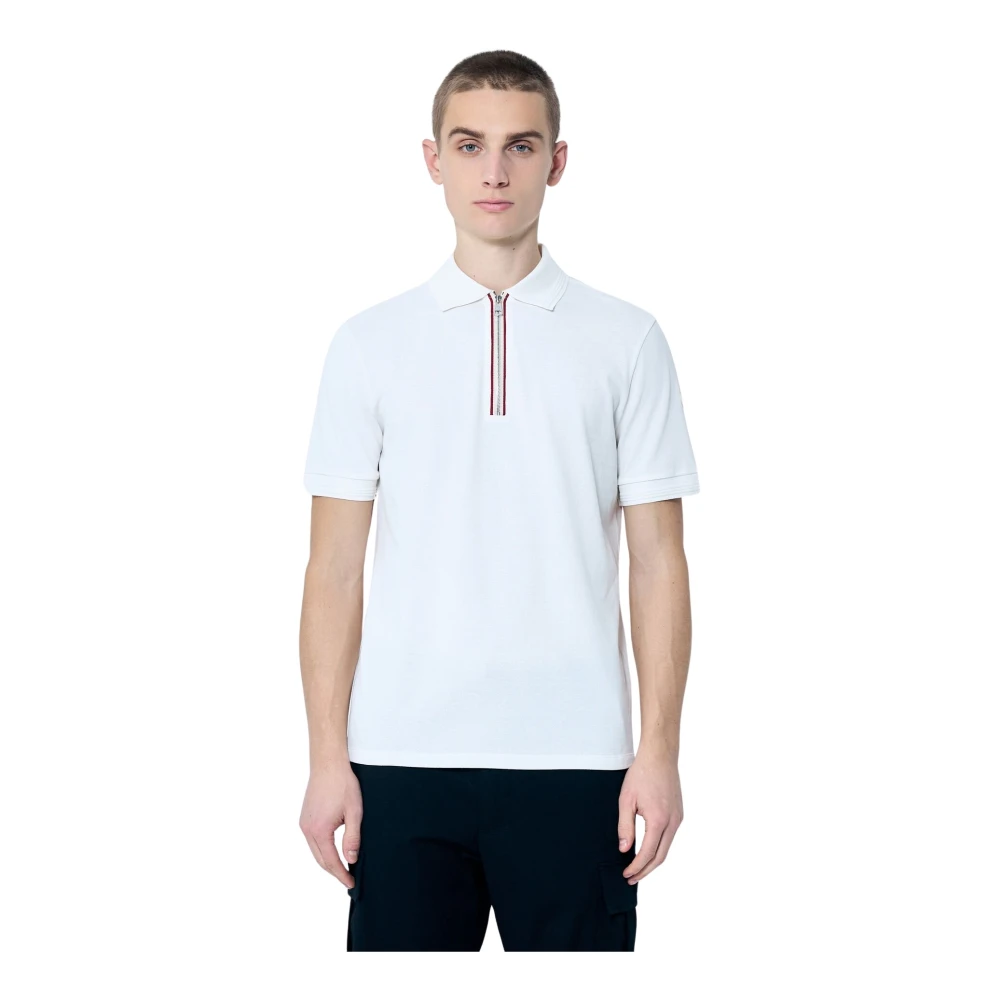Moncler Katoenen Piquet Half-Zip Polo Shirt White Heren