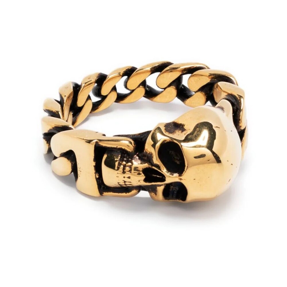 Alexander mcqueen gold skull on sale ring