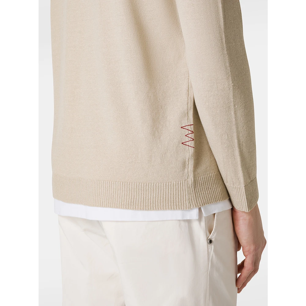 Amaránto Beige Katoen V-Hals Cardigan Sweater Beige Heren