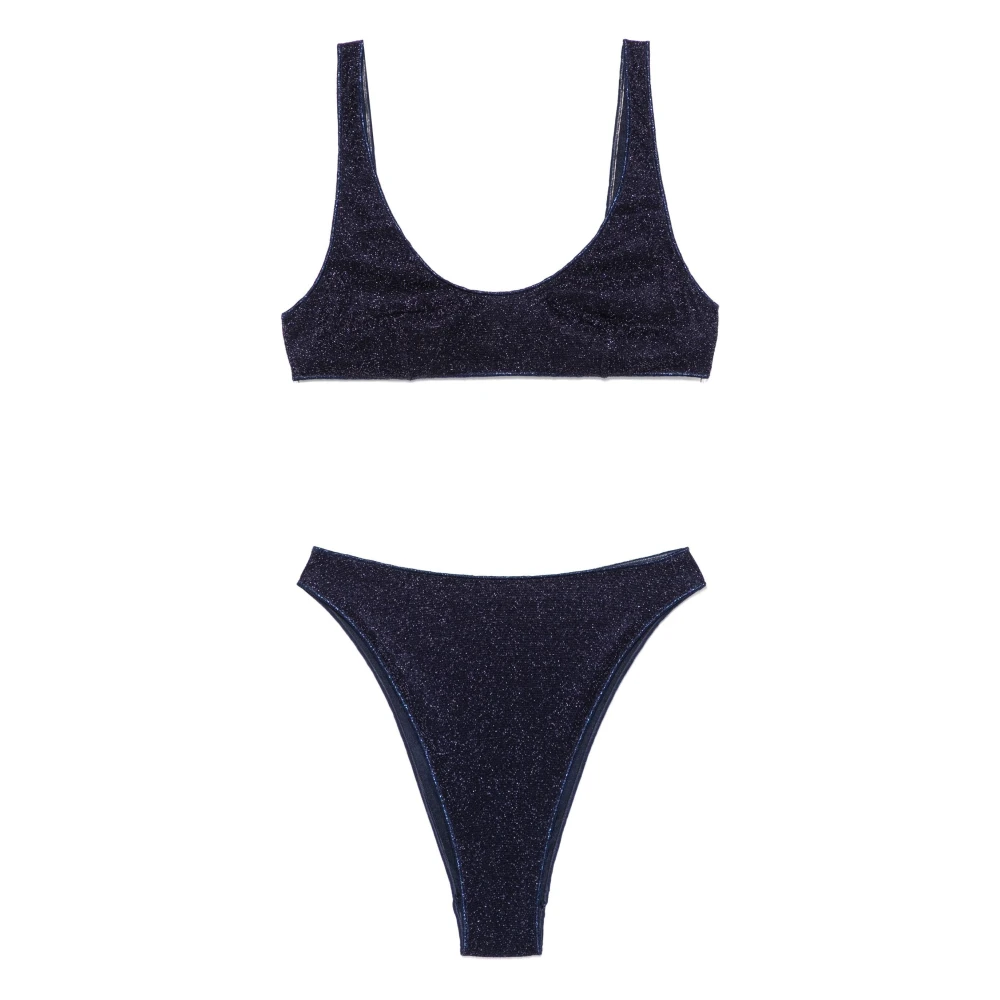 Oseree Sportieve Lurex Bh en Onderkant Set Blue Dames