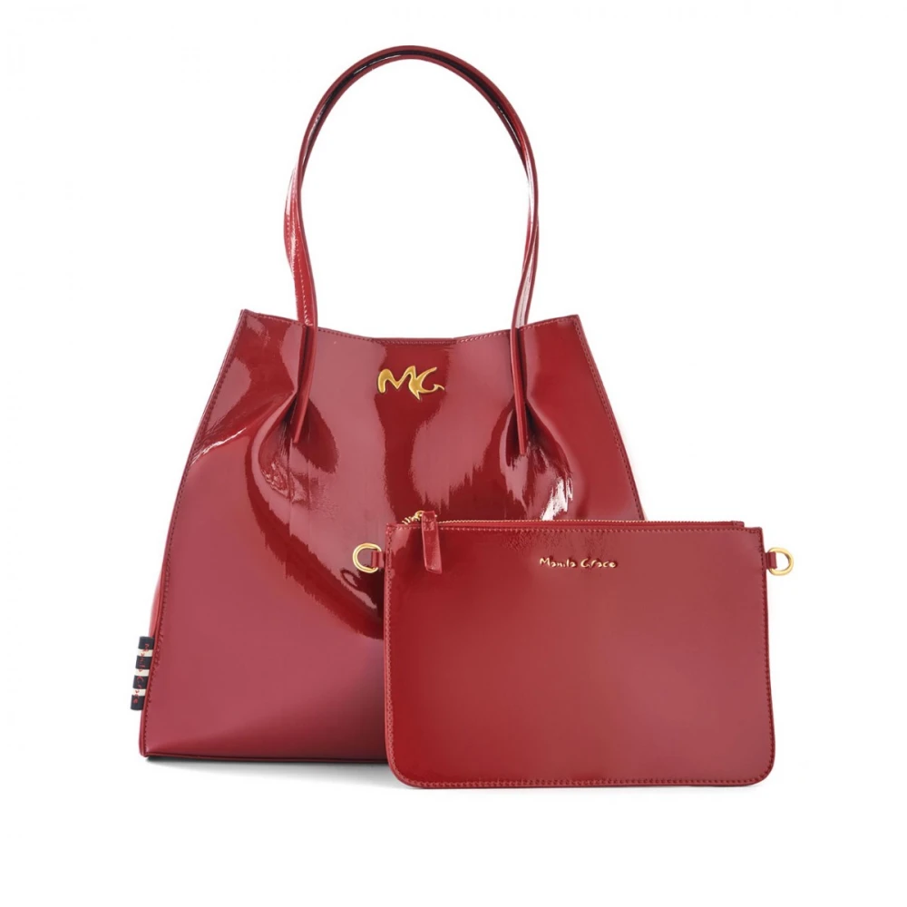 Manila Grace Kleine Doris Shopper Tas met Afneembare Schouderband Red Dames