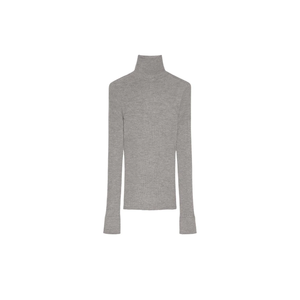 SPORTMAX Luxe Winter Gebreide Polo-neck Sweater Gray Dames