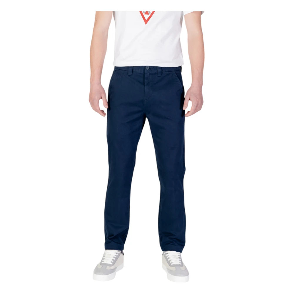 Tommy Jeans Blauwe Plain Zip Broek voor Mannen Blue Heren