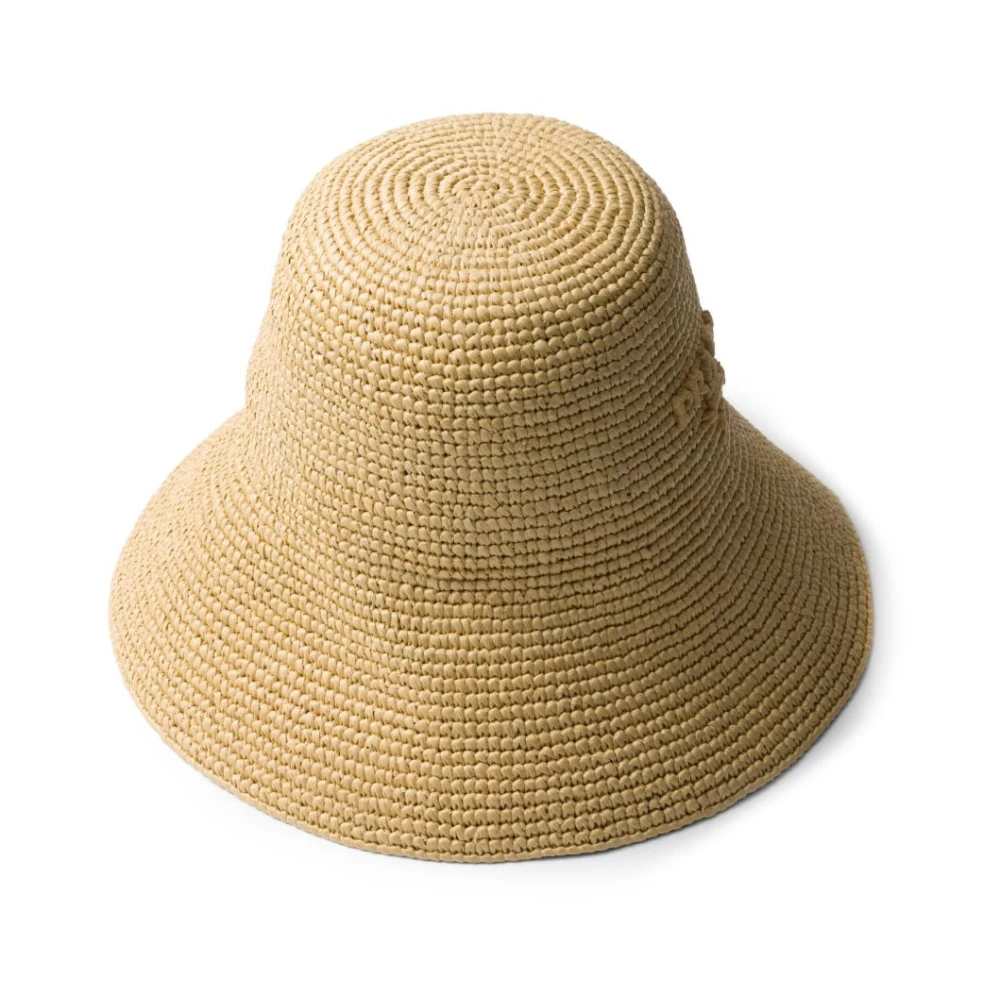 Prada Beige Logo Hoed Stijlvolle Mode Accessoire Beige Dames
