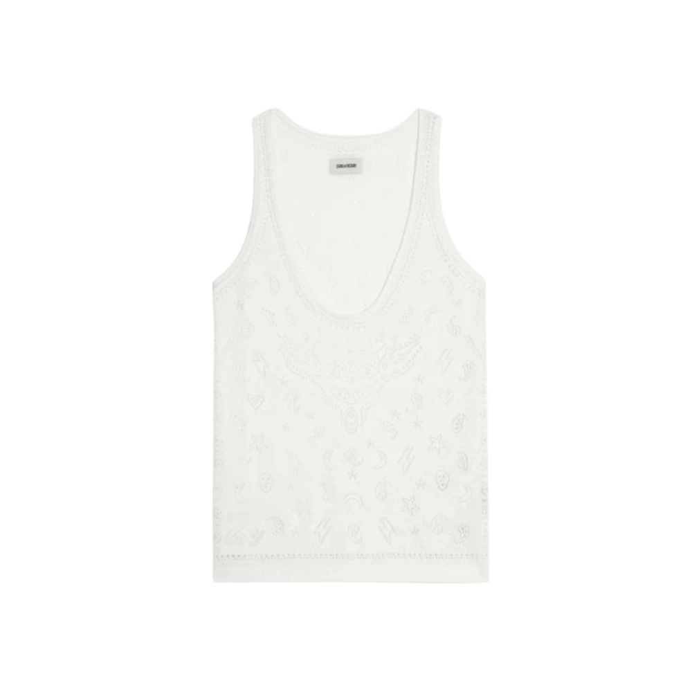 Zadig & Voltaire Women's White Sleeveless Tops, M, Jossy Tank Top