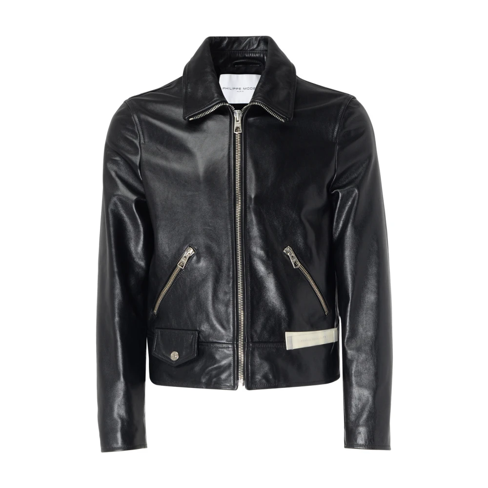 Philippe Model Noir Leren Jas voor Mannen Black Heren