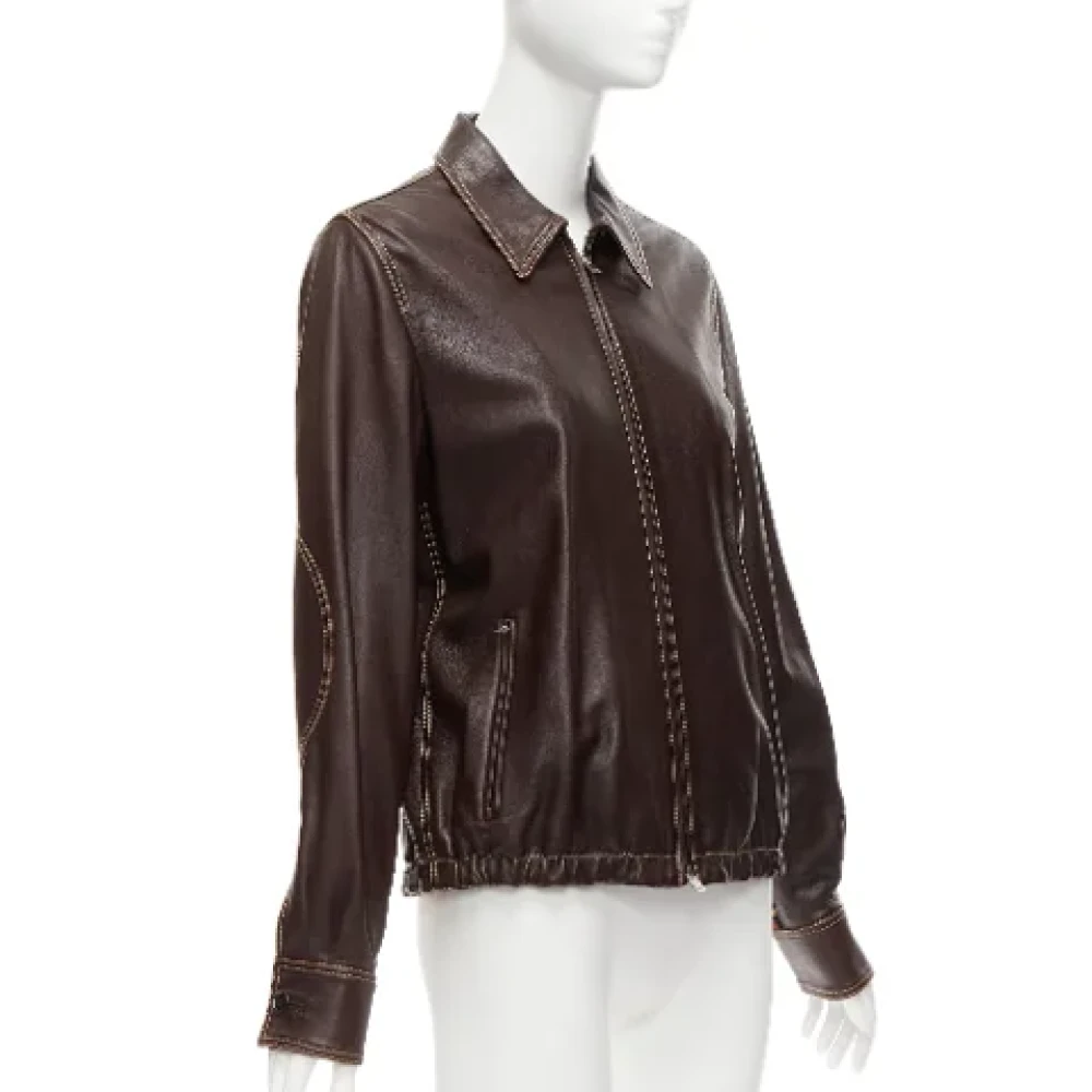 Marni Pre-owned Leather outerwear Brown Dames