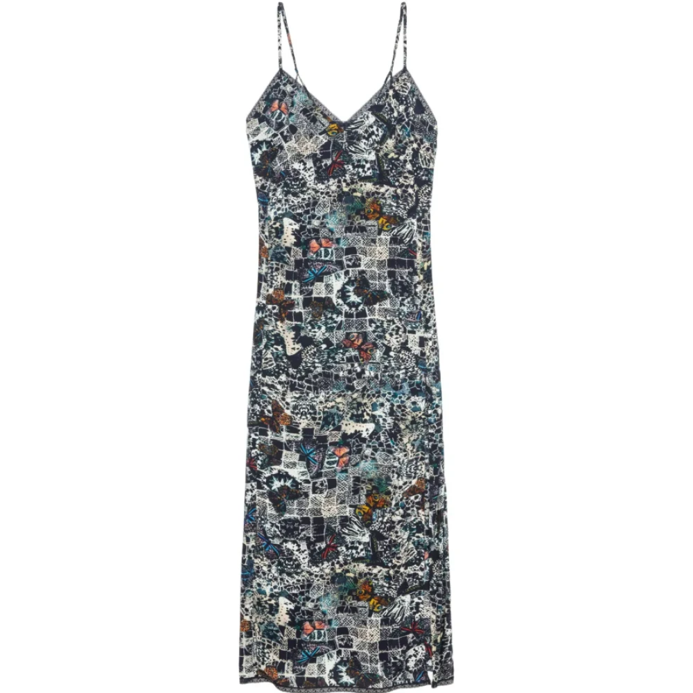 Zadig & Voltaire Blauwe Bedrukte Viscose Lange Jurk Multicolor Dames