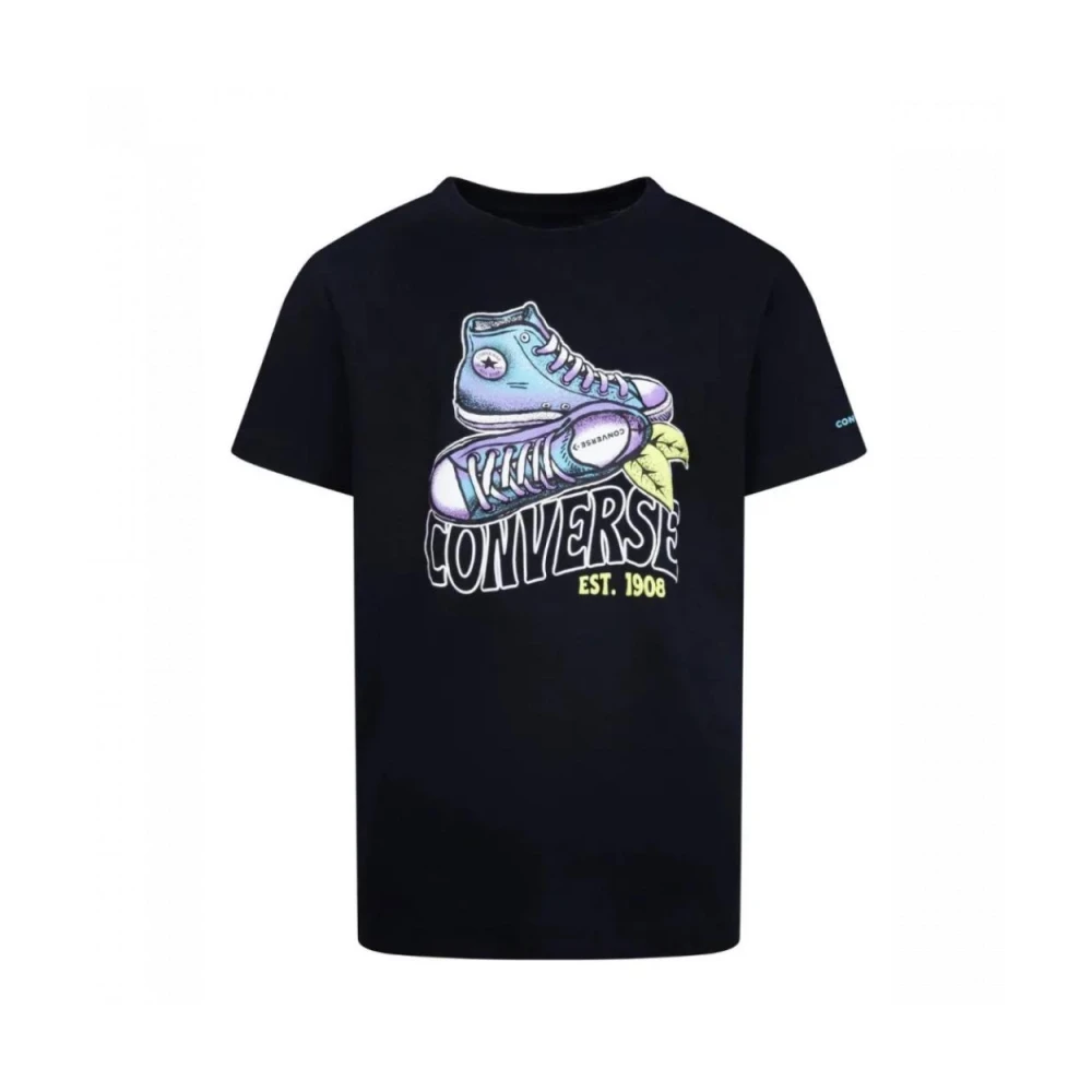 Converse Katoenen T-shirt met korte mouwen Black Heren