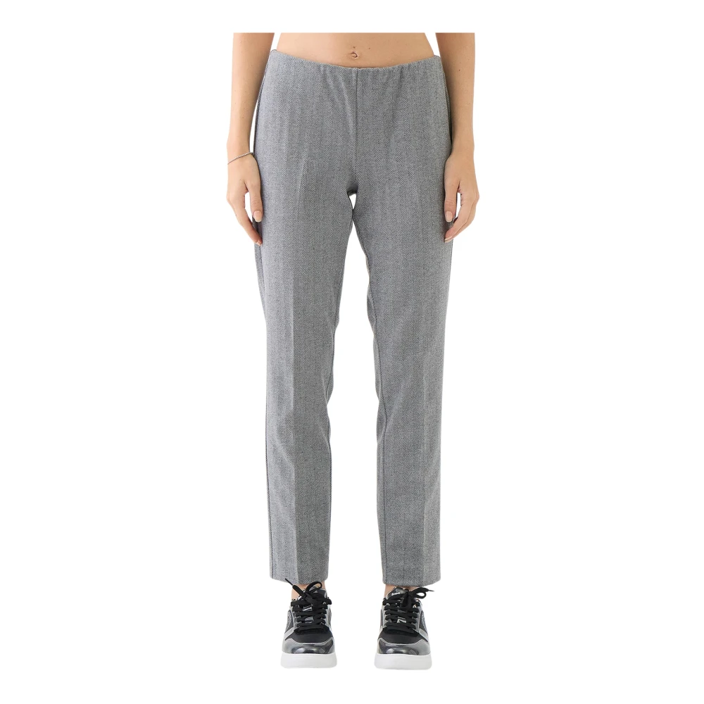 Le Tricot Perugia Grijze Sigarettenbroek Elastische Taille Gray Dames