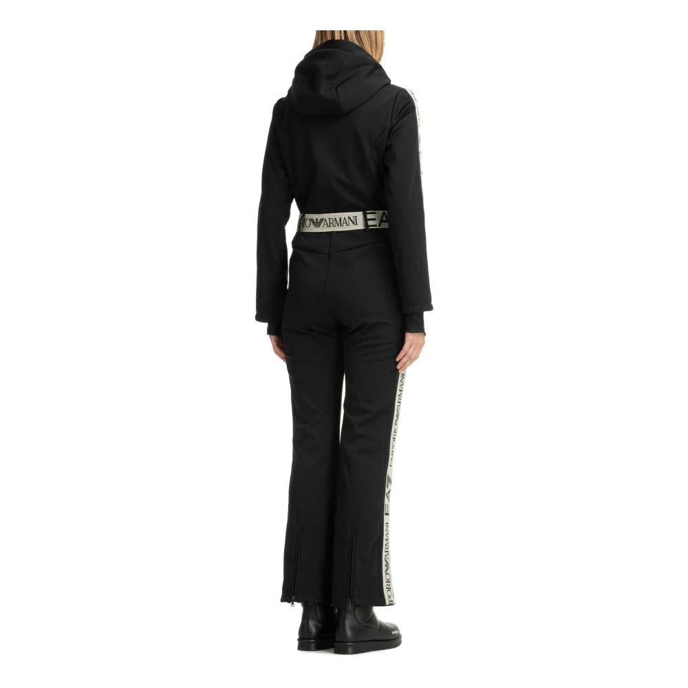 Emporio Armani EA7 Capuchon Rits Ski Suit Multipockets Black Dames