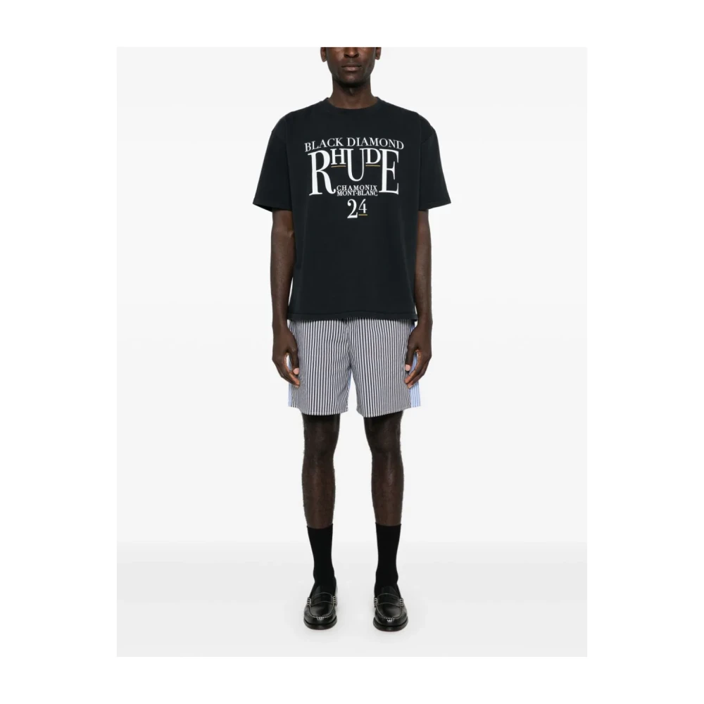 Rhude T-shirt met logo-opdruk en ronde hals Black Heren