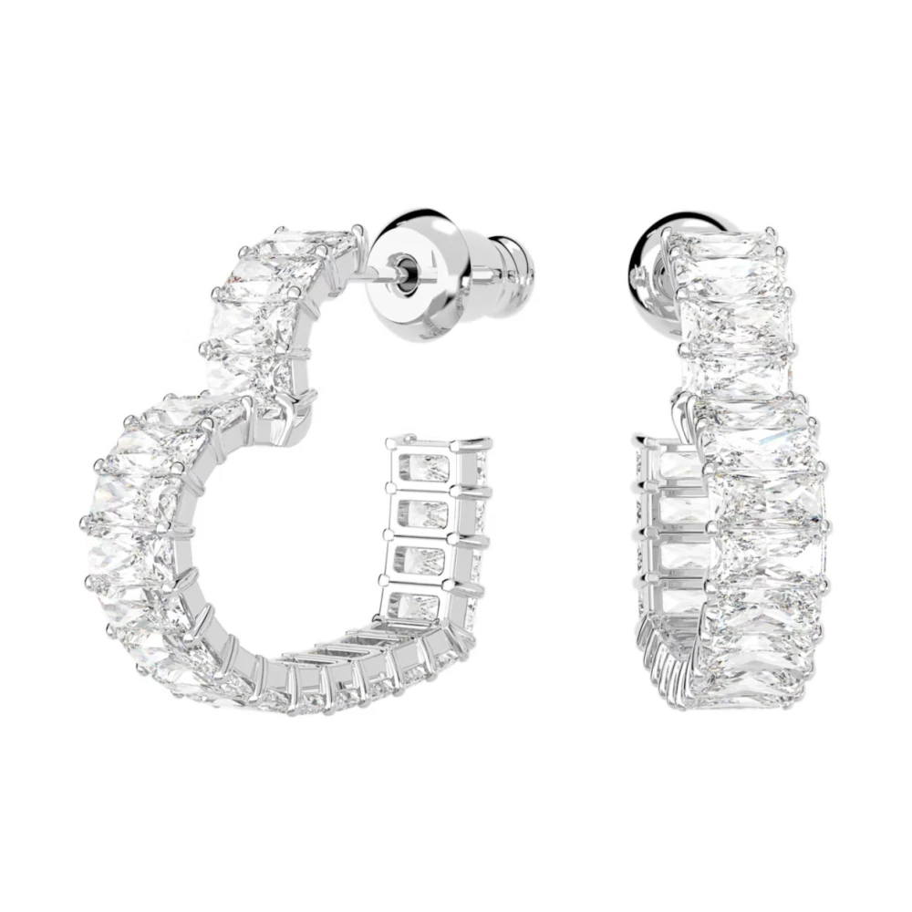 Swarovski Women's Gray Earrings, One Size, Elegant Silver Matrix Crystal Earrings