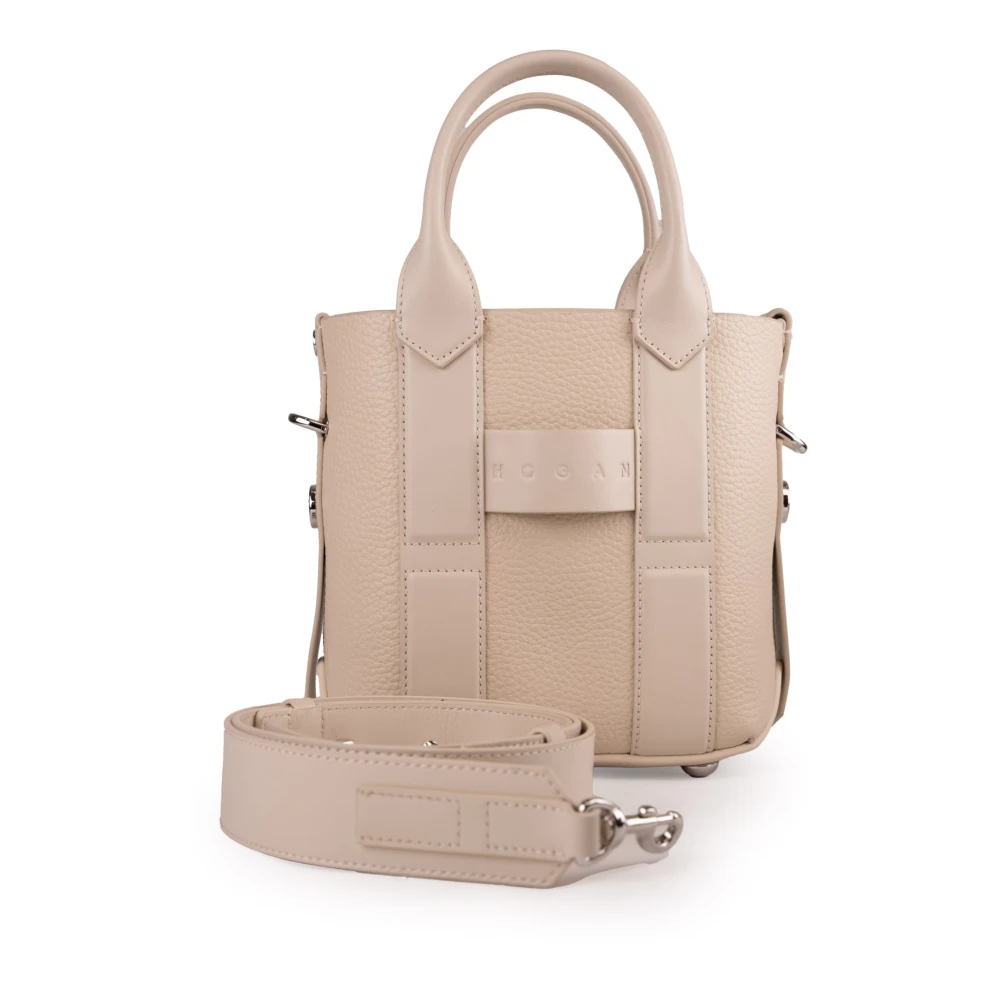 Hogan Kleine shopper tas in crème Beige Dames