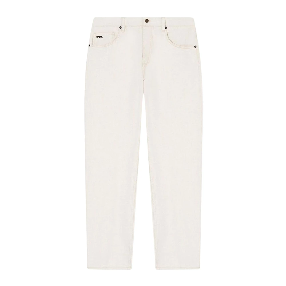 Emporio Armani Mannelijk Wit Jeans Heren, W30, Straight Jeans