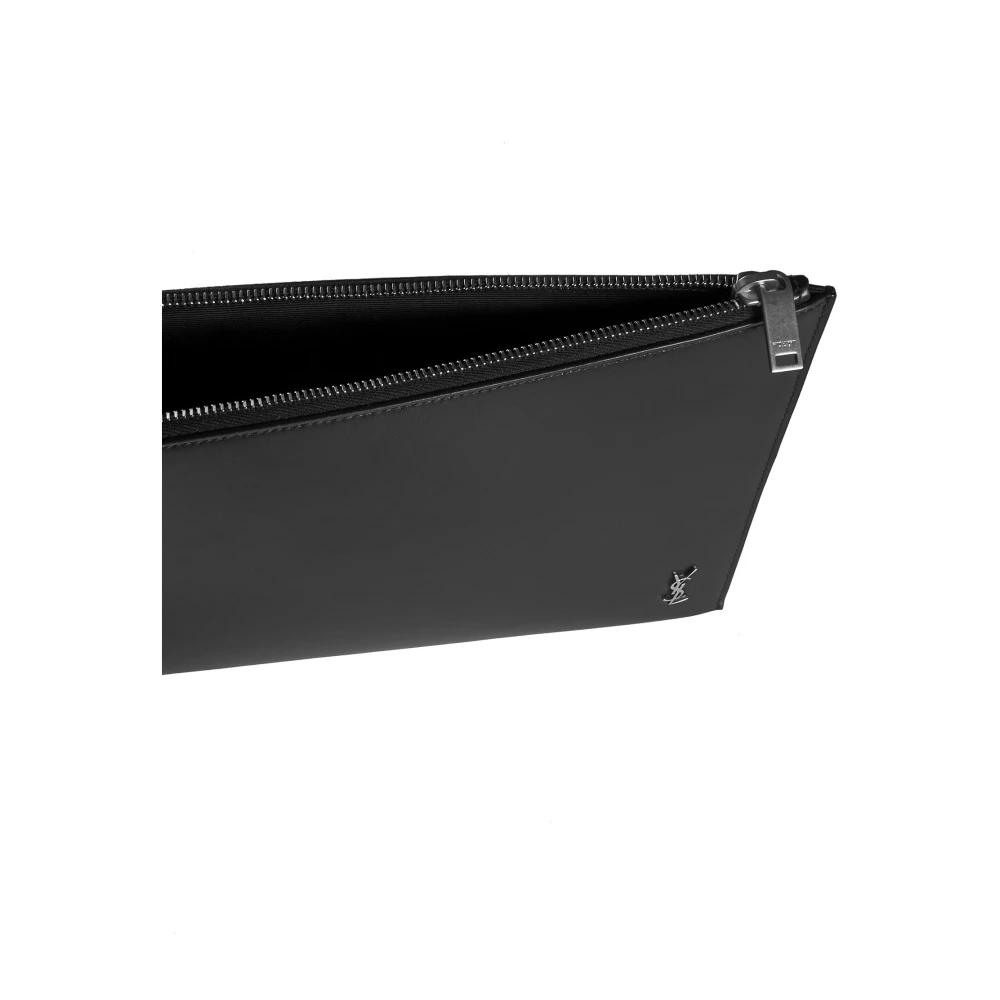 Saint Laurent Zwarte tassen met YSL i-Pad houder Black Heren