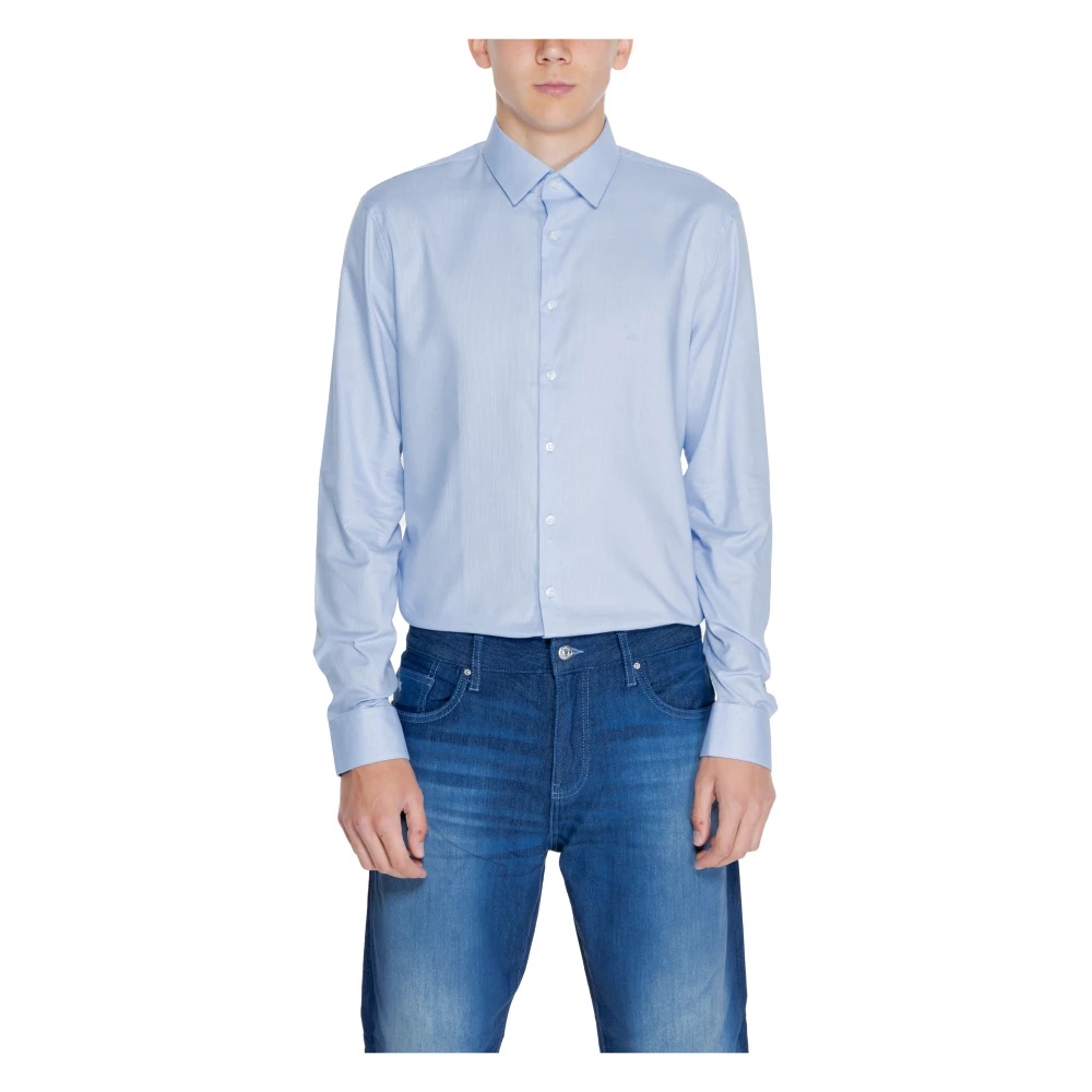 Calvin Klein Herenoverhemd Micro Structuur Collectie Blue Heren