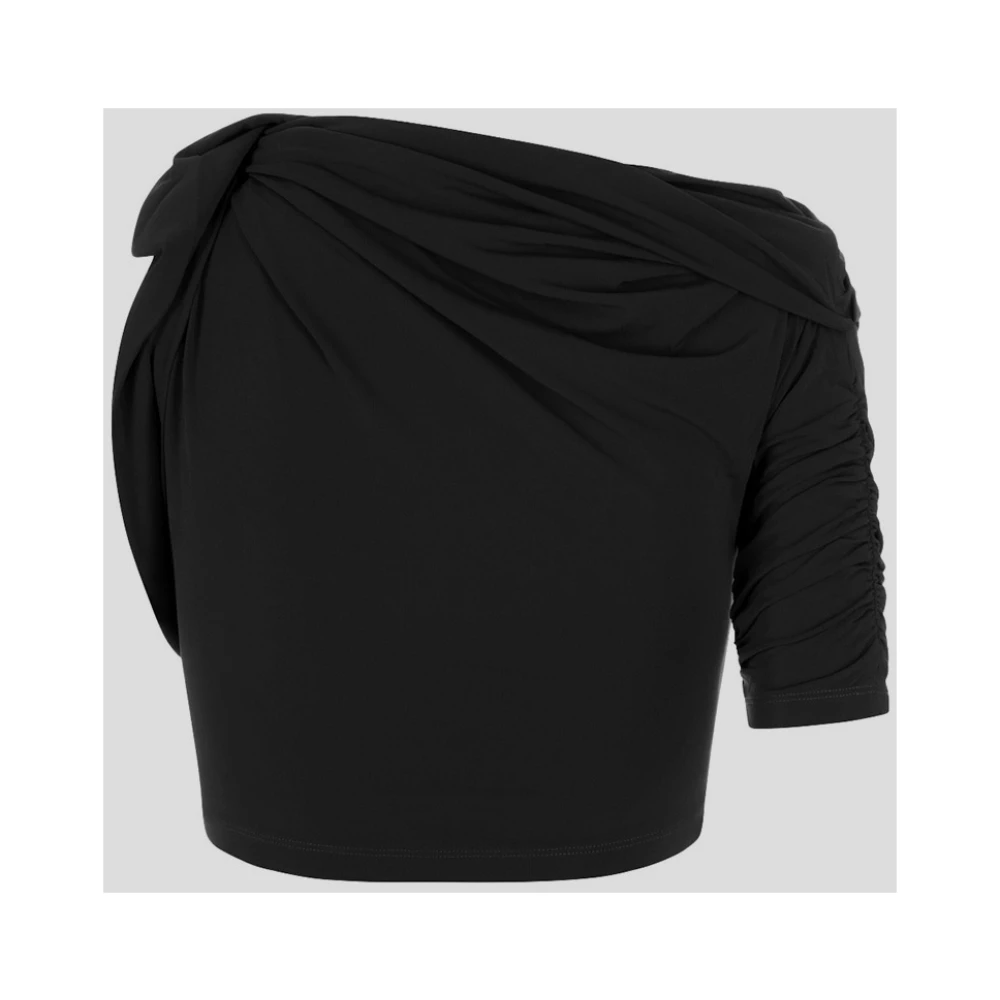Jacquemus Drapeado Viscose Top Black Dames