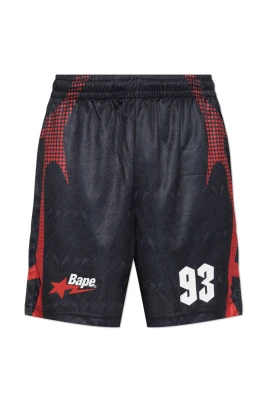 Ape Flame Monogram Jacquard Avslappnade Fotbollsshorts