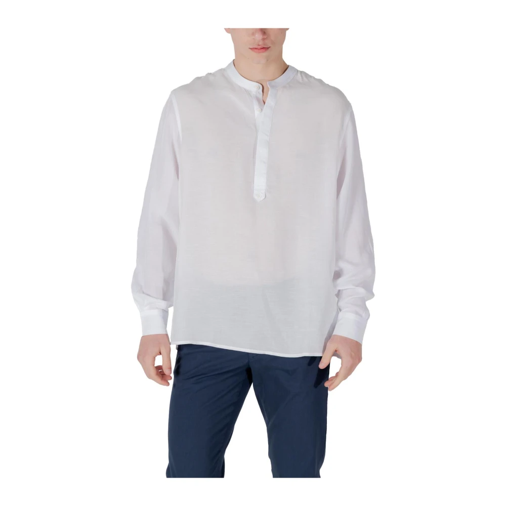 Antony Morato Men's White Stylish Mandarin Collar Button Shirt