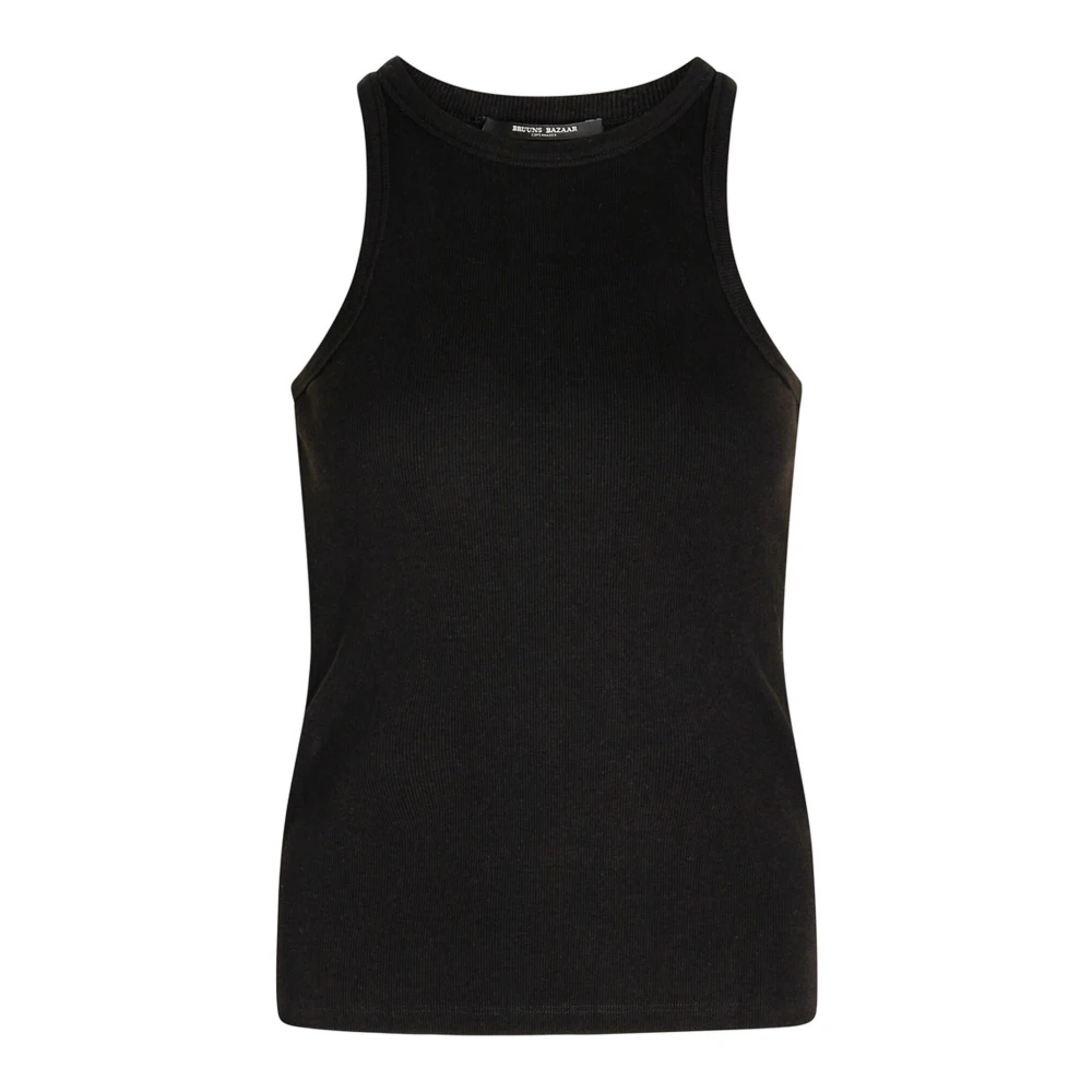 Bruuns Bazaar Classic Rib Tank Top Black Dames