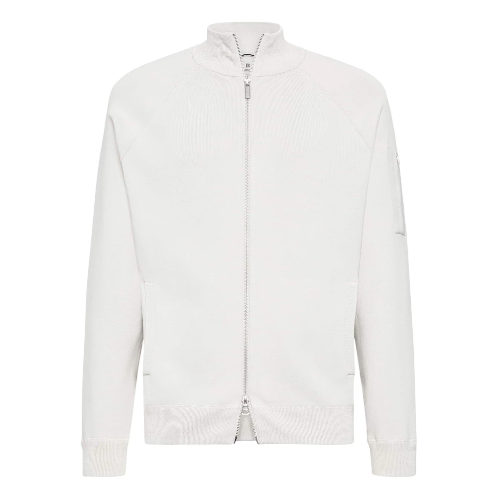 Boggi Milano Full-Zip Gebreide Sweatshirt Gray Heren