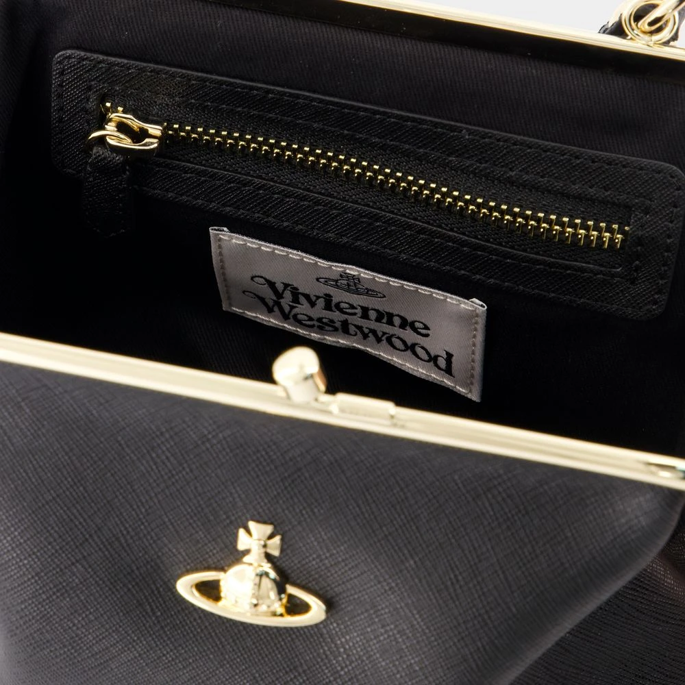 Vivienne Westwood Zwarte Leren Frame Portemonnee Black Dames