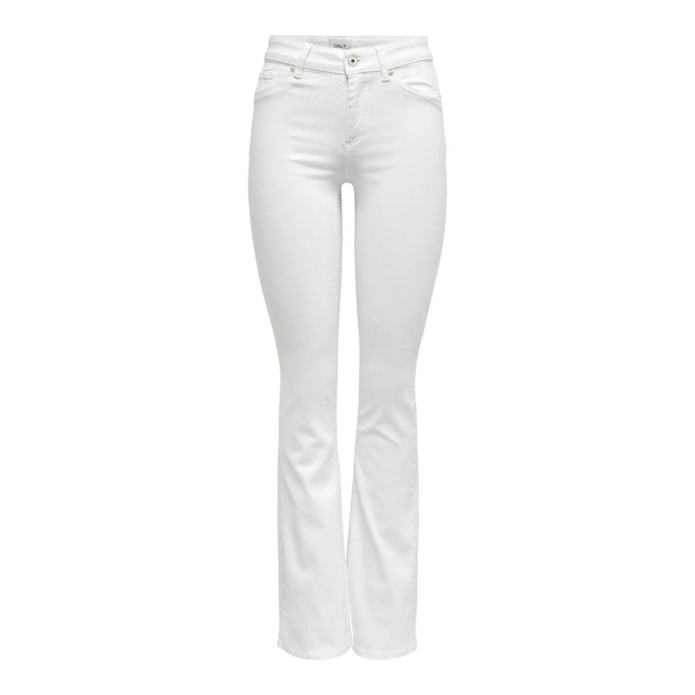 Only Mid Flared Denim Jeans White Dames