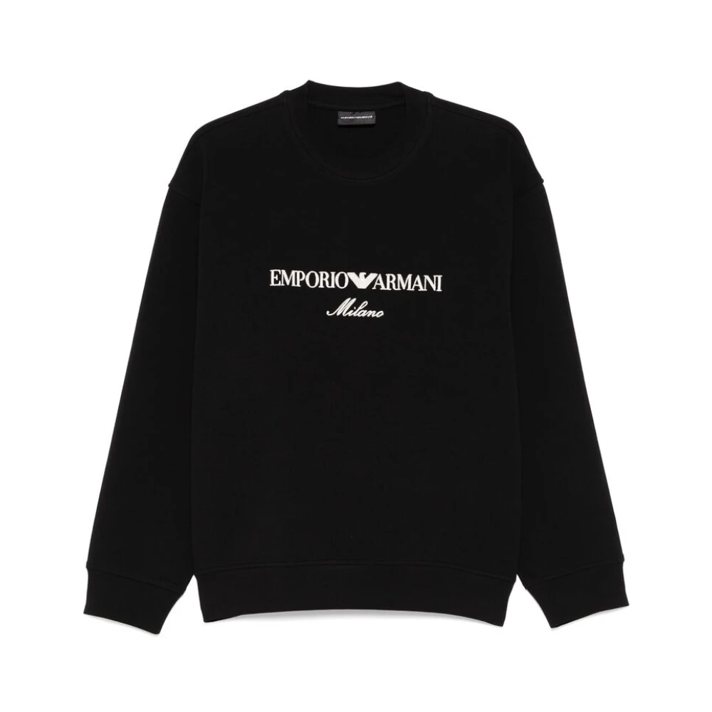 Emporio Armani Zwarte Sweatshirt met Ronde Hals en Lange Mouwen Black Heren