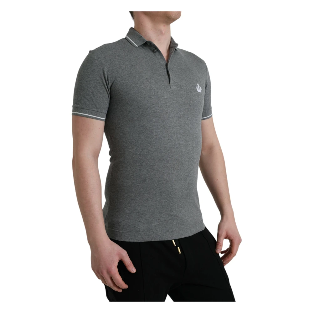 Dolce & Gabbana Grijs Katoenen Polo T-Shirt Gray Heren