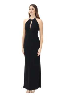 Elegant Svart Lång Klänning