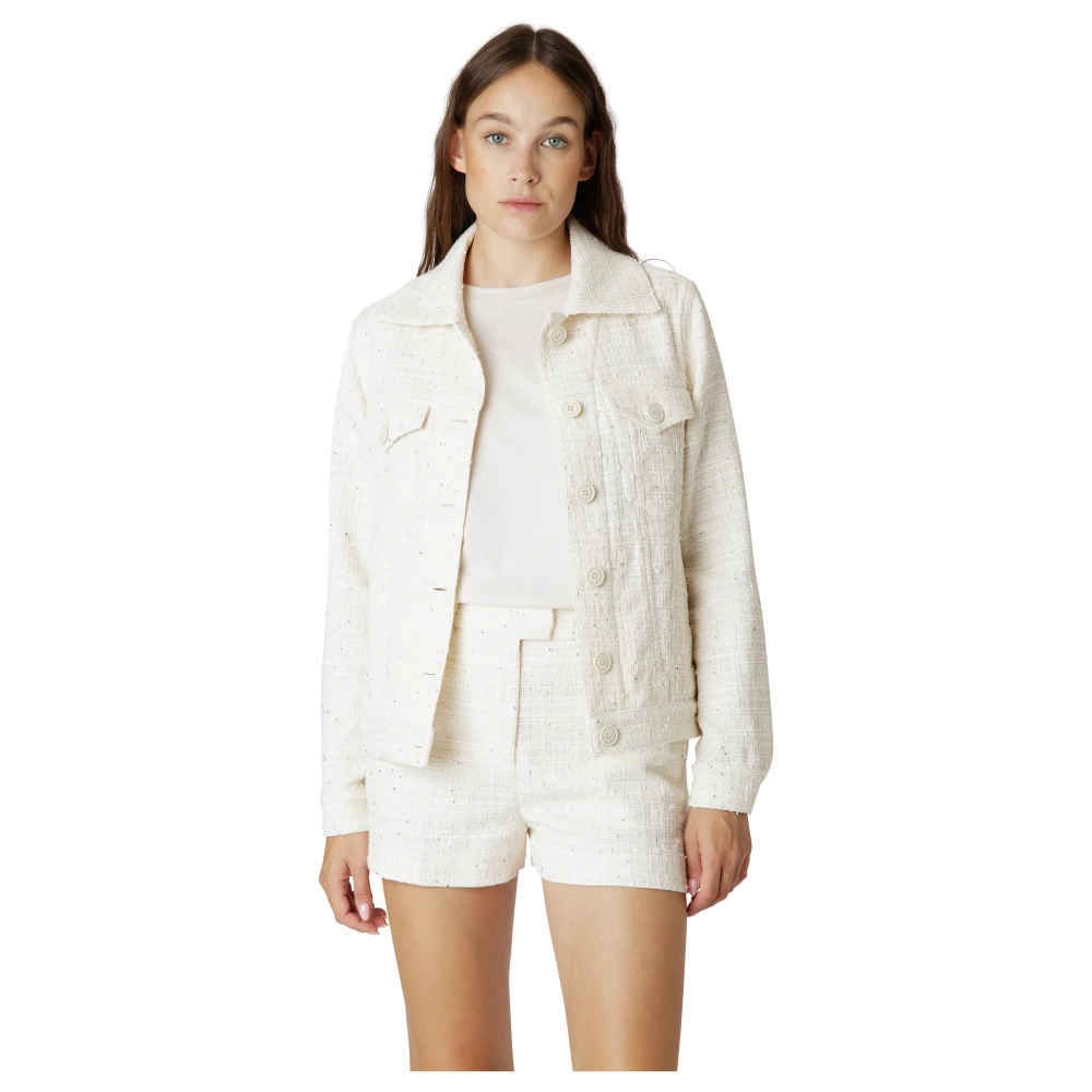 Eleventy Paillet Franse Kraag Jas Beige Dames