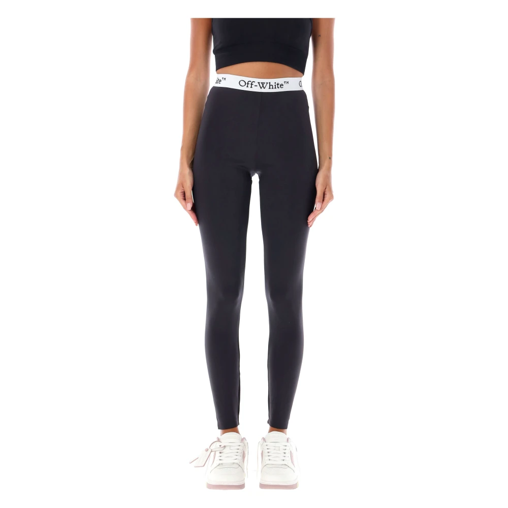 Off White Svarta Logo Band High-Waisted Leggings Black, Dam