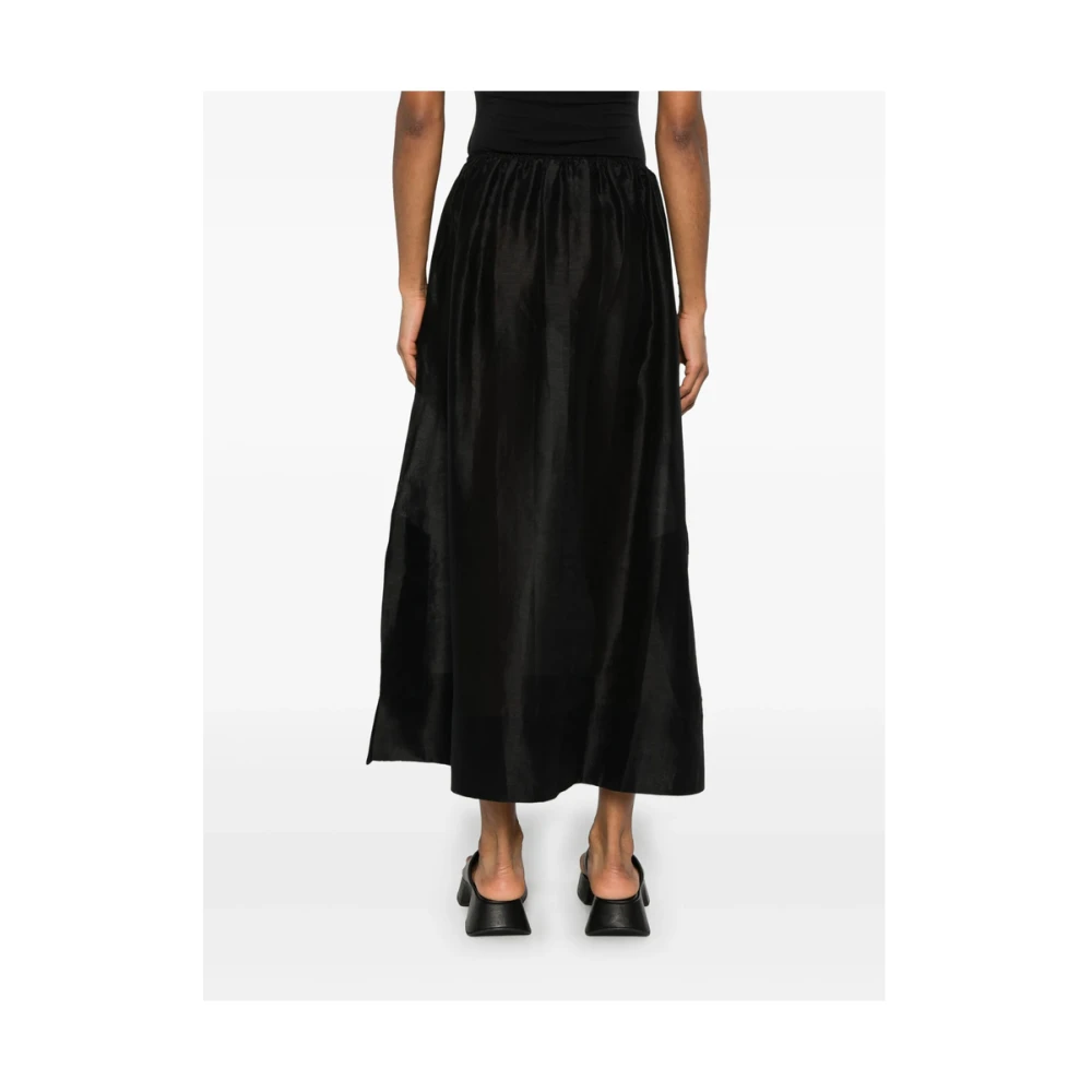 Mark Kenly Domino Tan Zwarte uitlopende rok met zijsplitten Black Dames