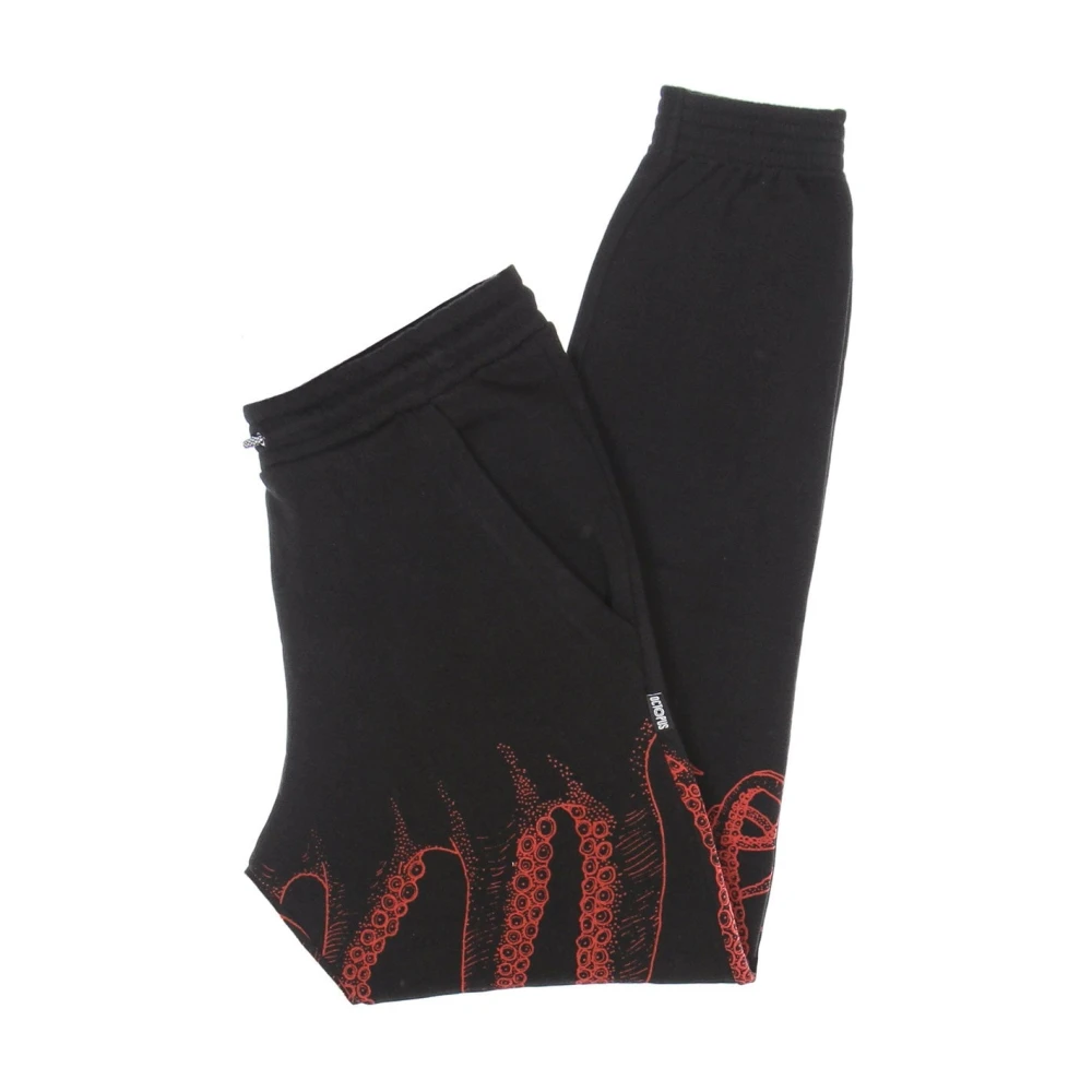 Octopus Zwarte Sweatpants Elastische Taille Print Black Heren