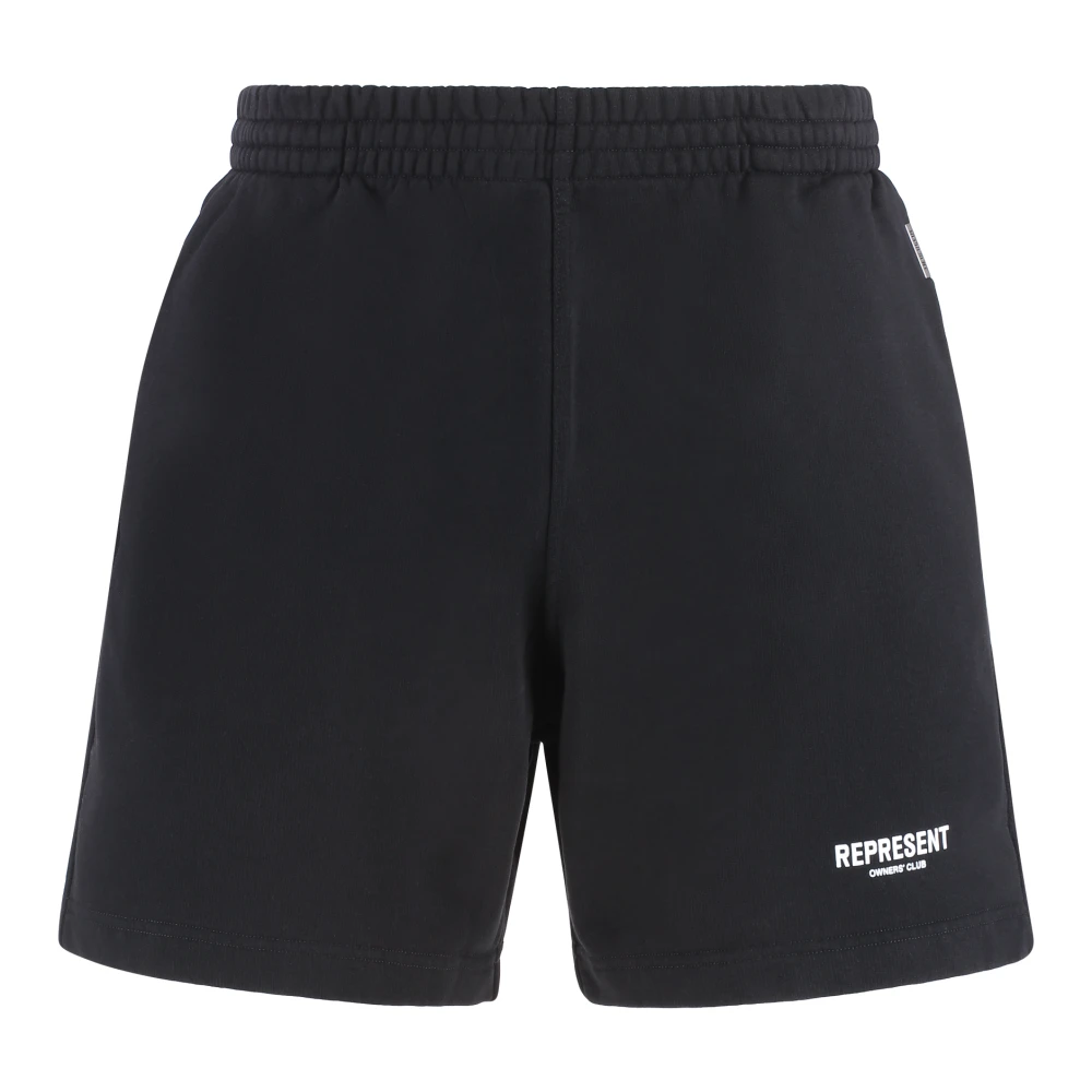 Represent Men's Black Casual Shorts, S, Cotton Bermuda Shorts With Pockets