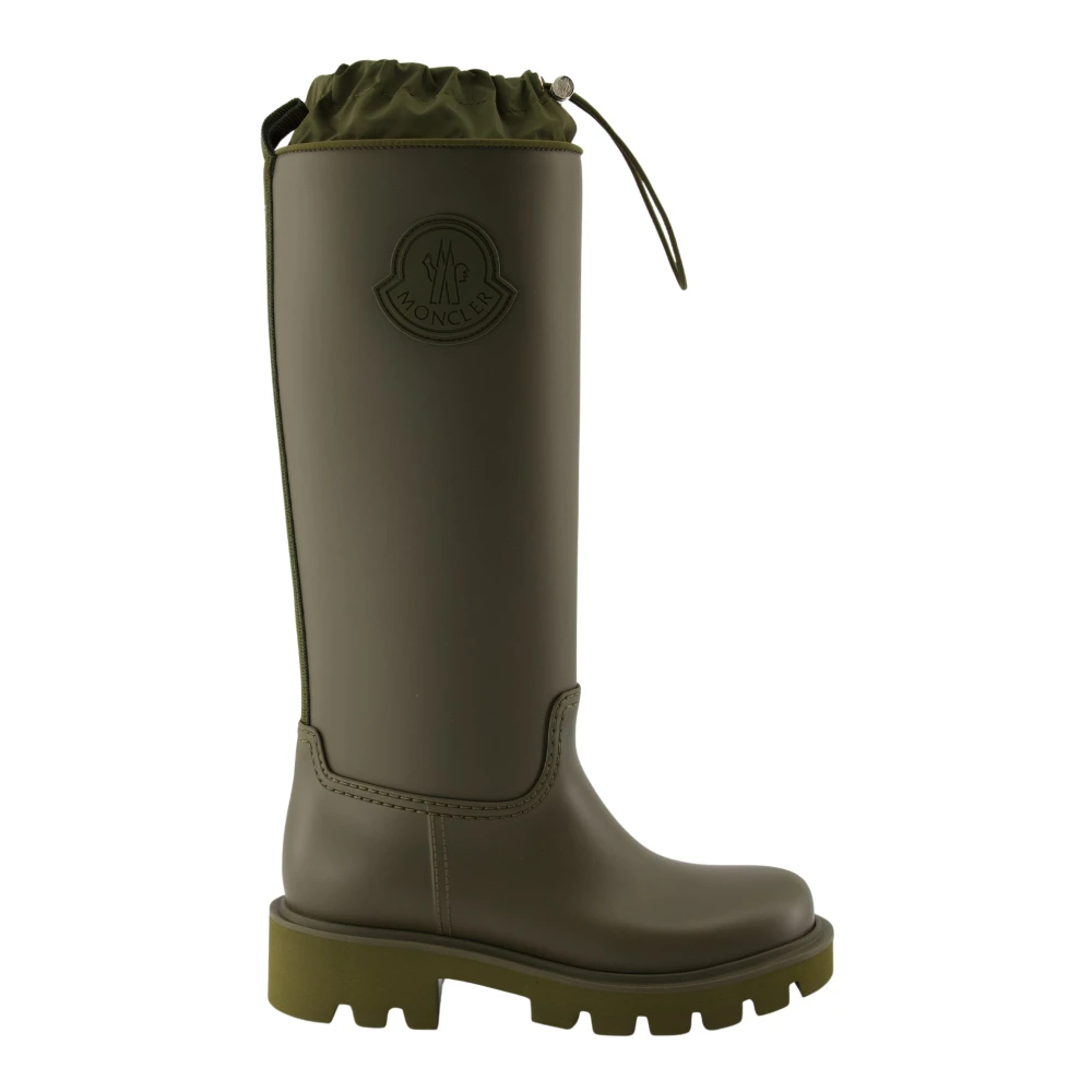 Moncler Women's Green Wellies, 6 Uk, High Rain Boots Kickstream Khaki