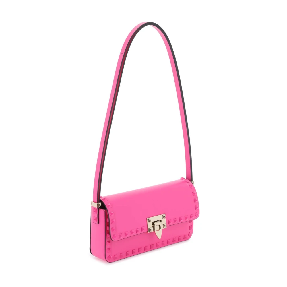 Valentino Garavani Stijlvolle Zwarte Leren Crossbody Tas Pink Dames