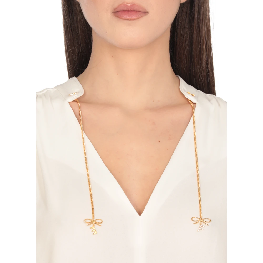 Elisabetta Franchi Ivoor Viscose Shirt met Charms Beige Dames