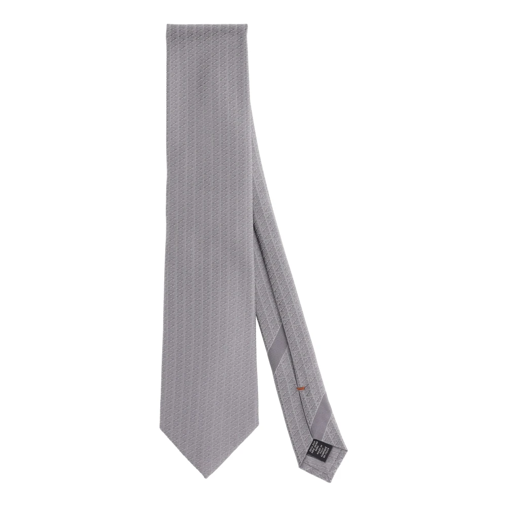 Ermenegildo Zegna Luxe zijden stropdas met subtiel logo Gray Heren