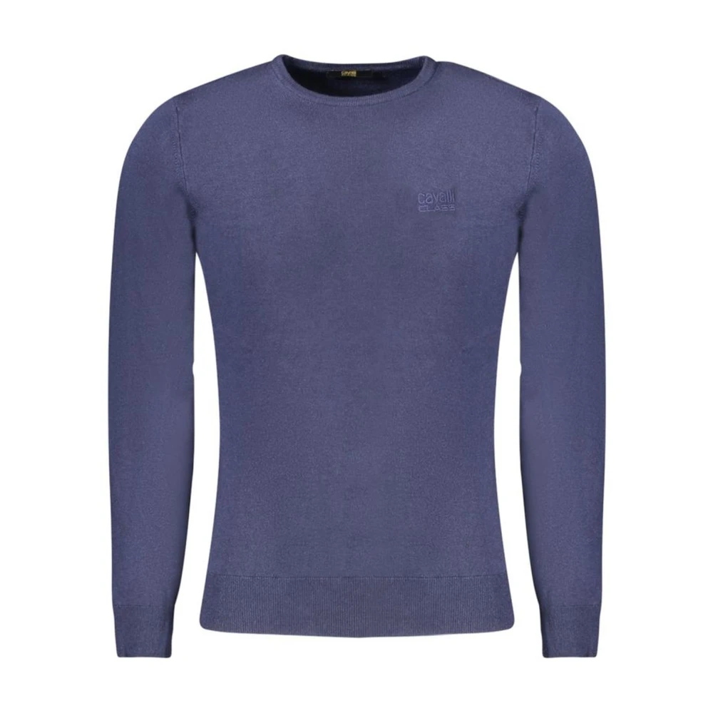 Cavalli Class Blauwe Trui met Lange Mouwen en Geborduurd Logo Blue Heren