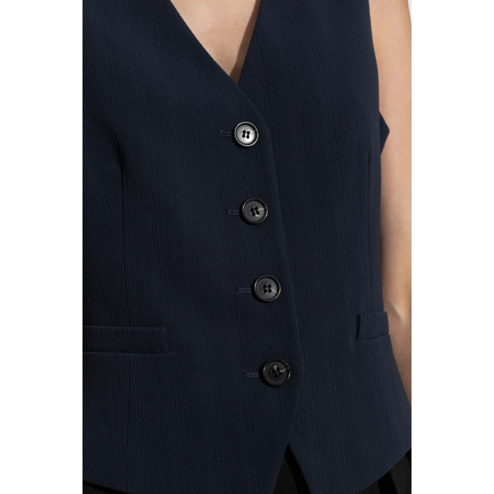 Theory Ribgebreide Vest Blue Dames