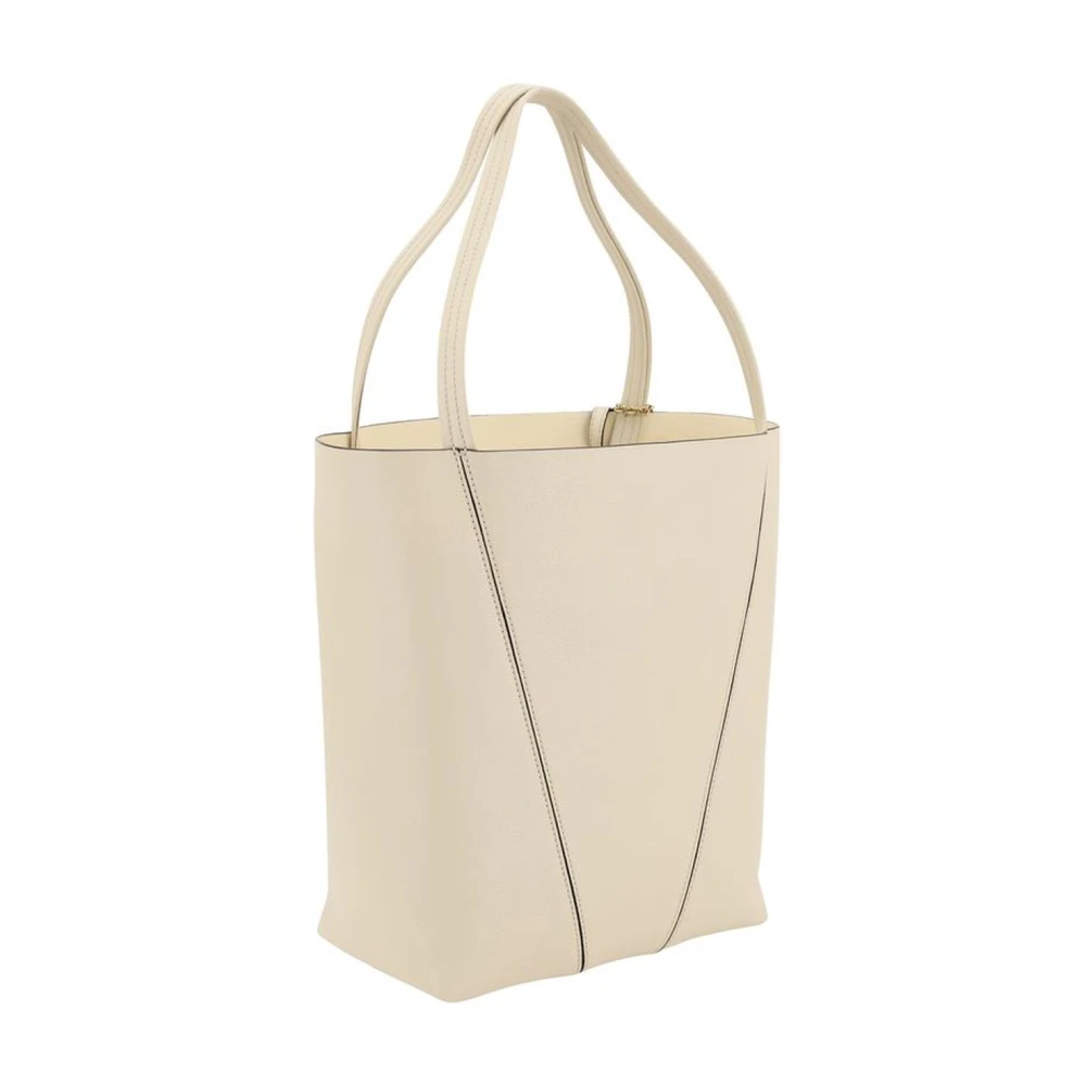 Chloé Gestructureerde leren schoudertas met kettinghanger Beige Dames