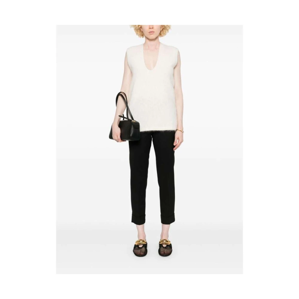 PESERICO Zwarte wollen cropped broek Black Dames